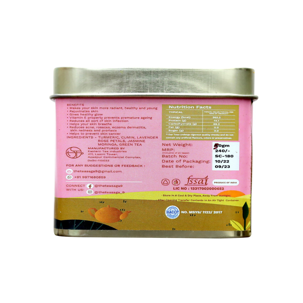 The Tea Saga Skin Care Tea | Herbal Tea Rich in Vitamin K, Rejuvenates Skin, Helps Skin Breathe | Select Tin