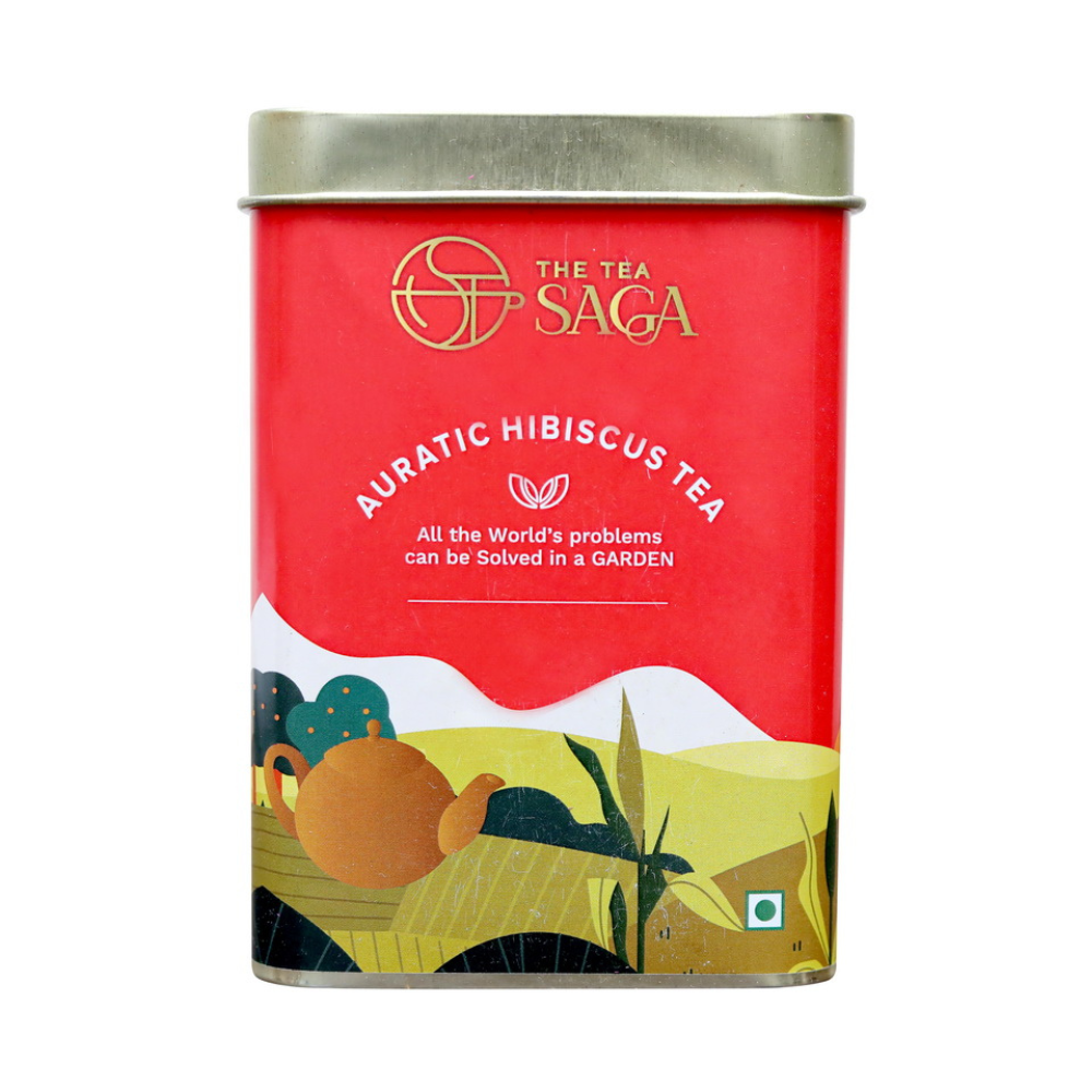 The Tea Saga Auratic Hibiscus | Green Tea Rich In Anti-Oxidant Property, Vitamin K, Immunity Booster | Select Tin