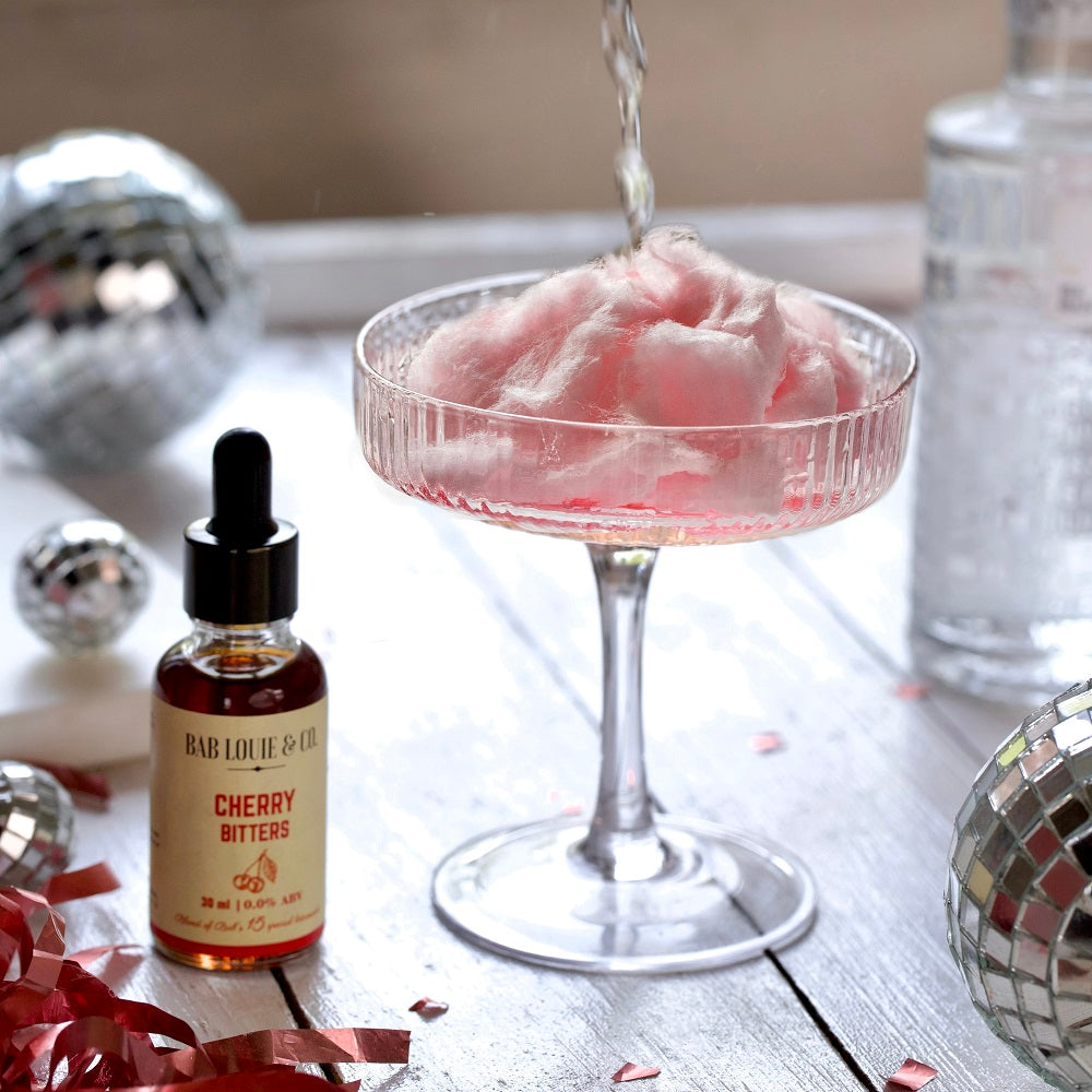 Bab Louie Baby Cherry Bitters | India's First Non-Alcoholic Craft Bitters | Cosmopolitan, Pink Margarita, Spiced Cherry Manhattan, Cherry Sour, Gin and Tonic based Cocktails | 30ml