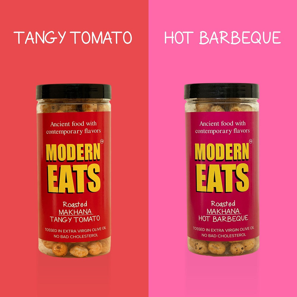 Modern Eats Flavored Makhana Tangy Tomato and Hot Barbeque