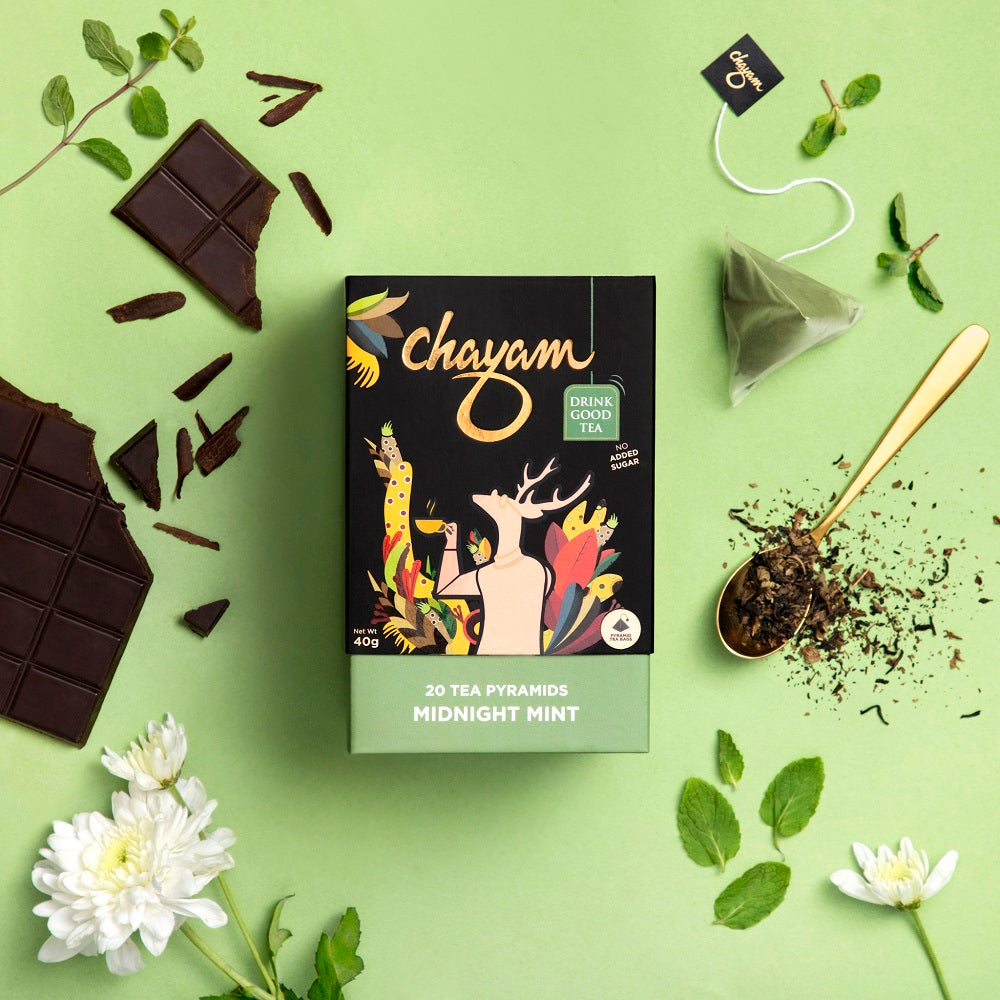 CHAYAM Midnight Mint Black Tea with Chocolate and Peppermint | Dessert Tea | No Added Sugar