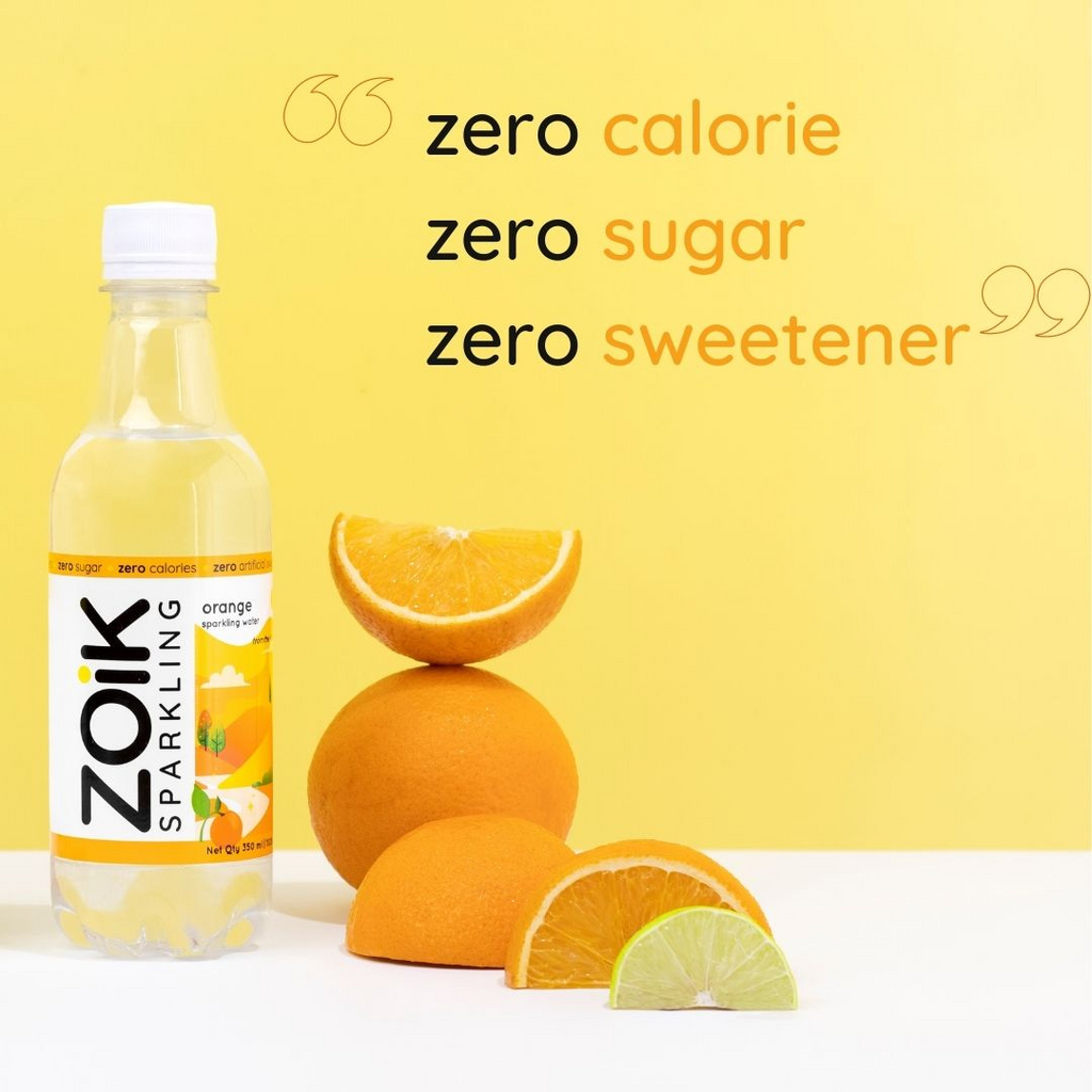 ZOIK Orange Flavoured Sparkling Water | Pack of 9