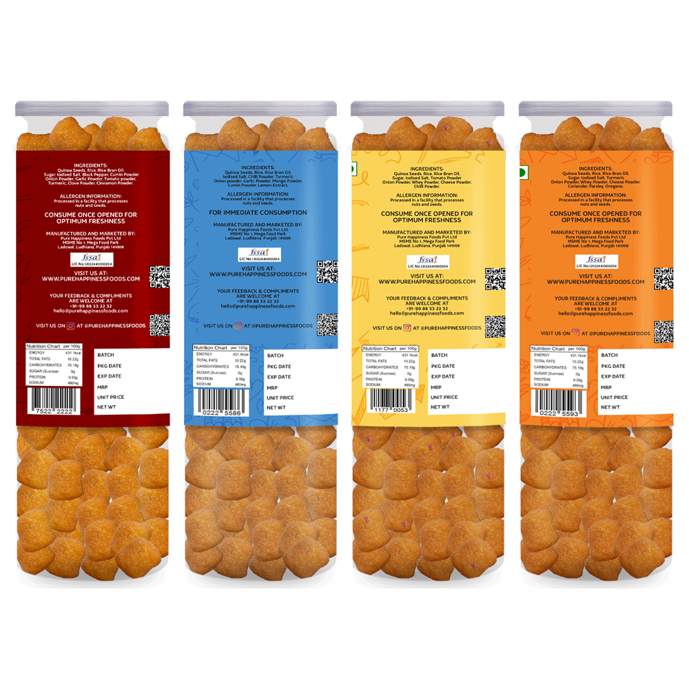 Tenners Quinoa Pops (Amritsari Tandoori, Indie Masala, Cheese Tomato and Italian cheese & Herbs)	 | Pack of 4