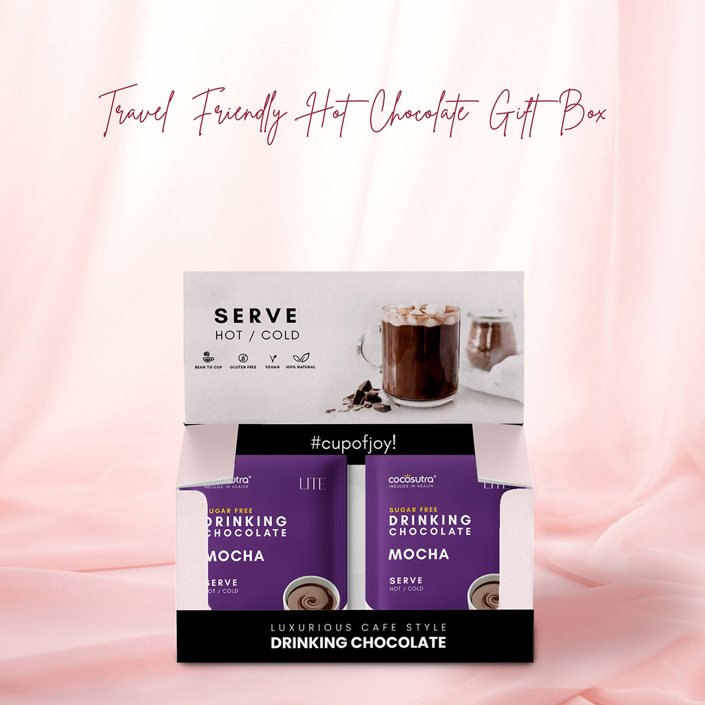 Cocosutra Sugar Free Drinking Chocolate Single Serves Display Carton - Mocha | Pack of 20