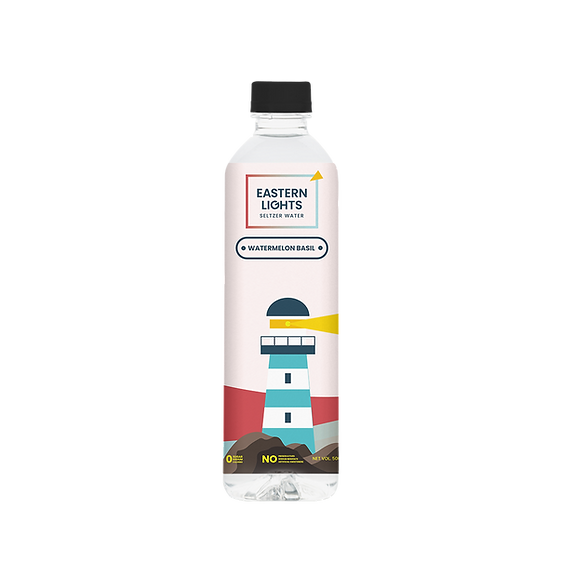 Eastern Lights Watermelon & Basil Seltzer Water (Sparkling Water) | 500ml Each | 100% Natural Flavour | Zero Sugar & Zero Calories | No Aspartame or Stevia | Select Pack