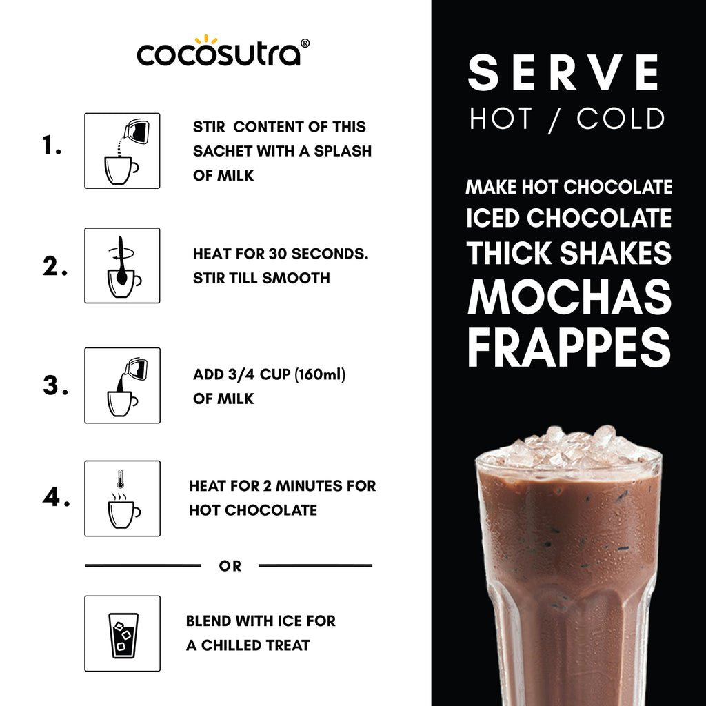 Cocosutra Hot Chocolate Single Serves Display Carton - Mocha | Pack of 20