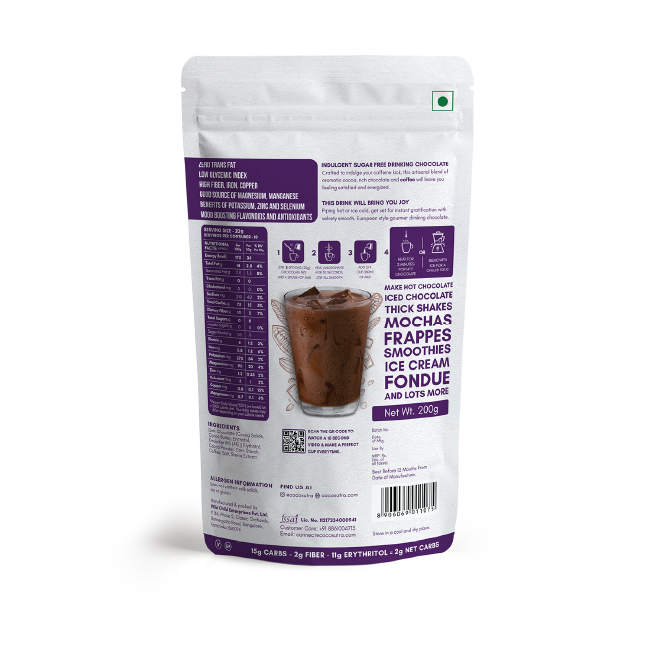 Cocosutra - Sugar Free Drinking Chocolate Mix - Mocha | 200 gm