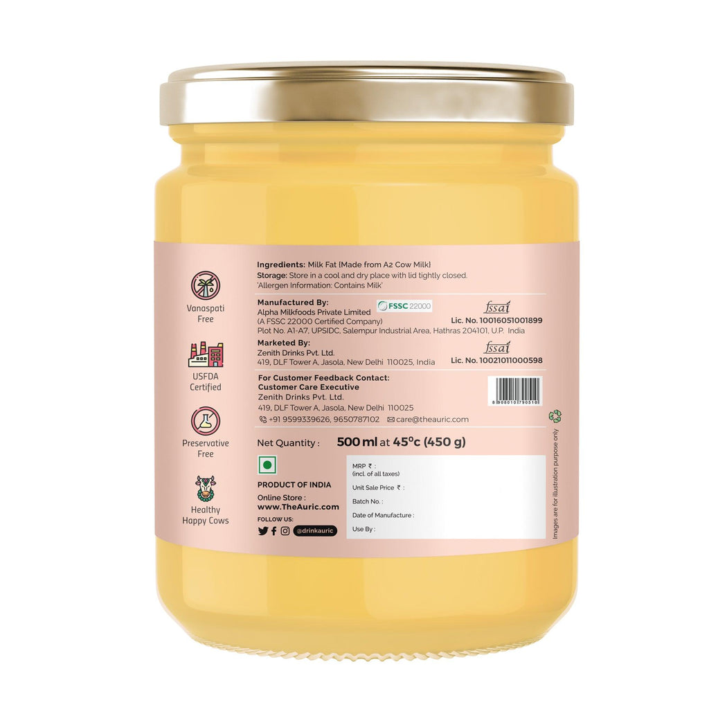 Auric A2 Ghee from The Land of Lord Krishna | 500 ml - DrinksDeli India