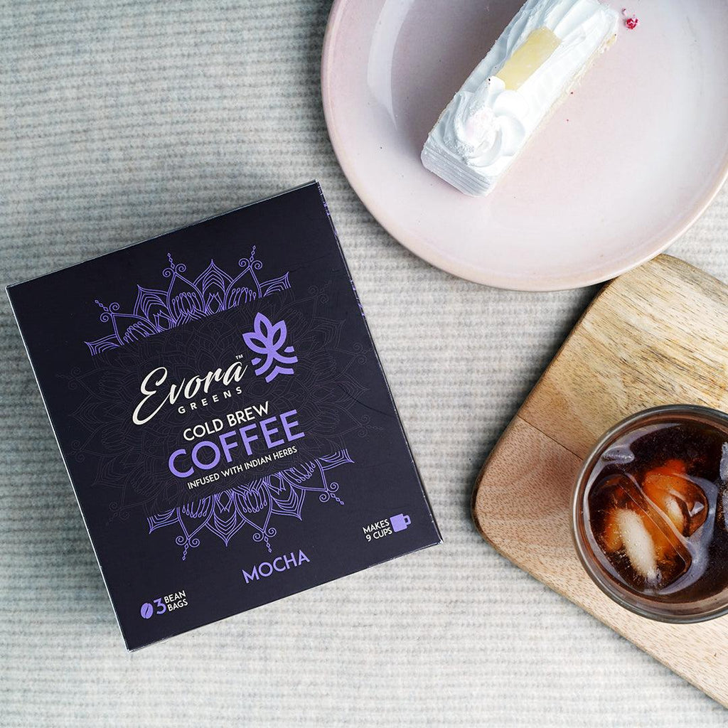 Evora Greens Mocha Cold Brew Coffee | 3 Bean Bags - DrinksDeli India