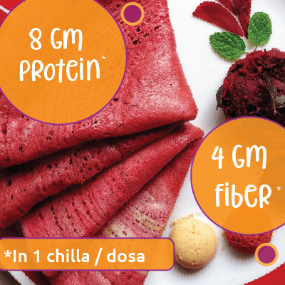 Gladful Beetroot Protein Sprouted lentils & millets Instant Chilla – Dosa Mix | Pack of 2 - DrinksDeli India