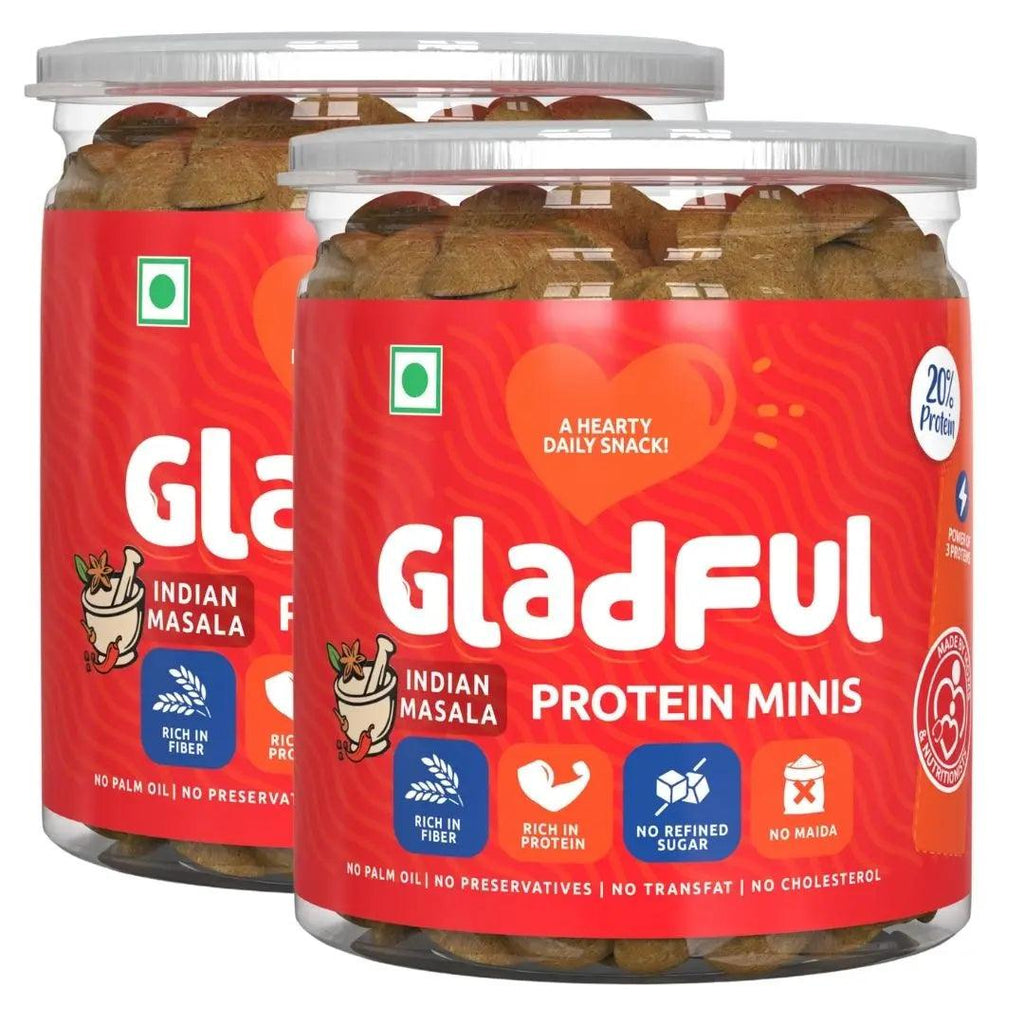 Gladful Indian Masala Protein Mini Cookies Biscuit | Select Pack - DrinksDeli India