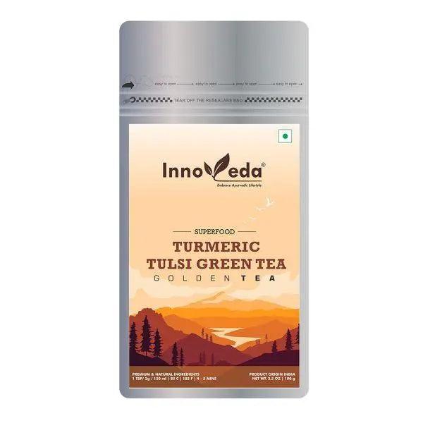 Innoveda Herb Turmeric Tulsi Green Tea | 50g - DrinksDeli India