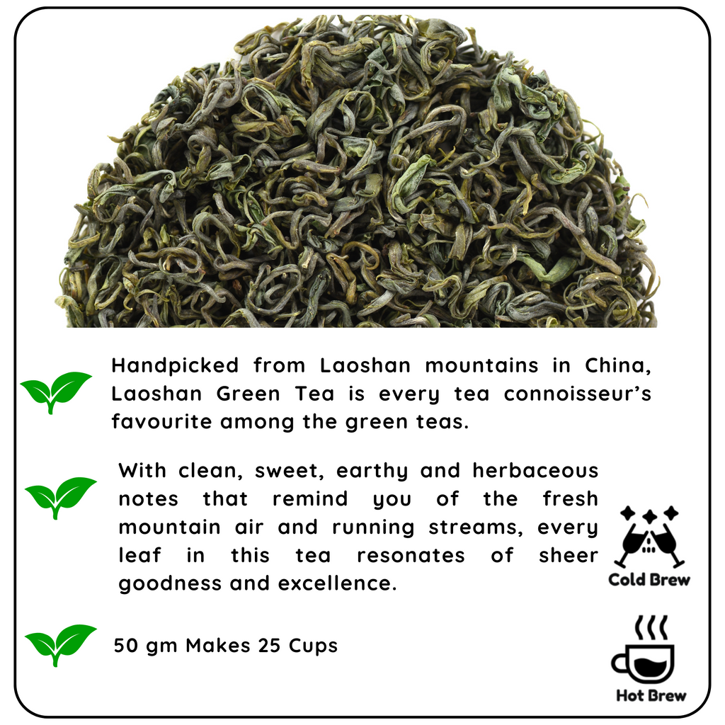 Radhikas Fine Teas Energy China Laoshan Green Leaf | Pack of 50 gm