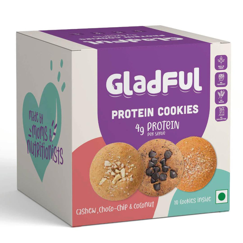 Gladful Assorted Protein Cookies for kids and families Cookies | Pack of 4 - DrinksDeli India