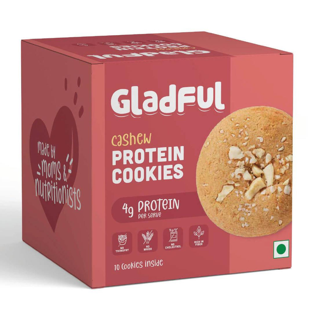 Gladful Cashew Protein Cookies | Pack of 4 - DrinksDeli India