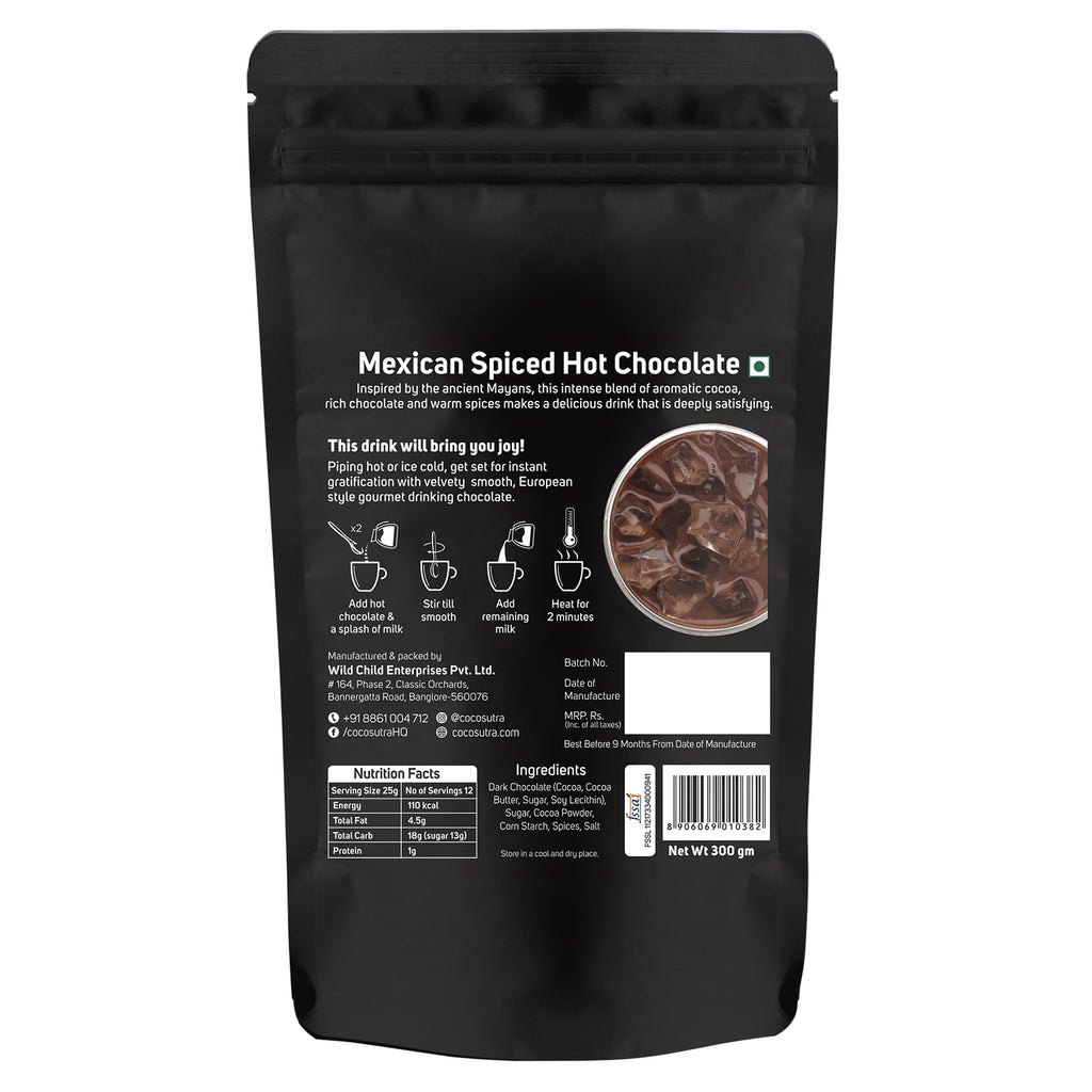 Cocosutra Hot Chocolate Mix - Mexican Spiced | 300 gm