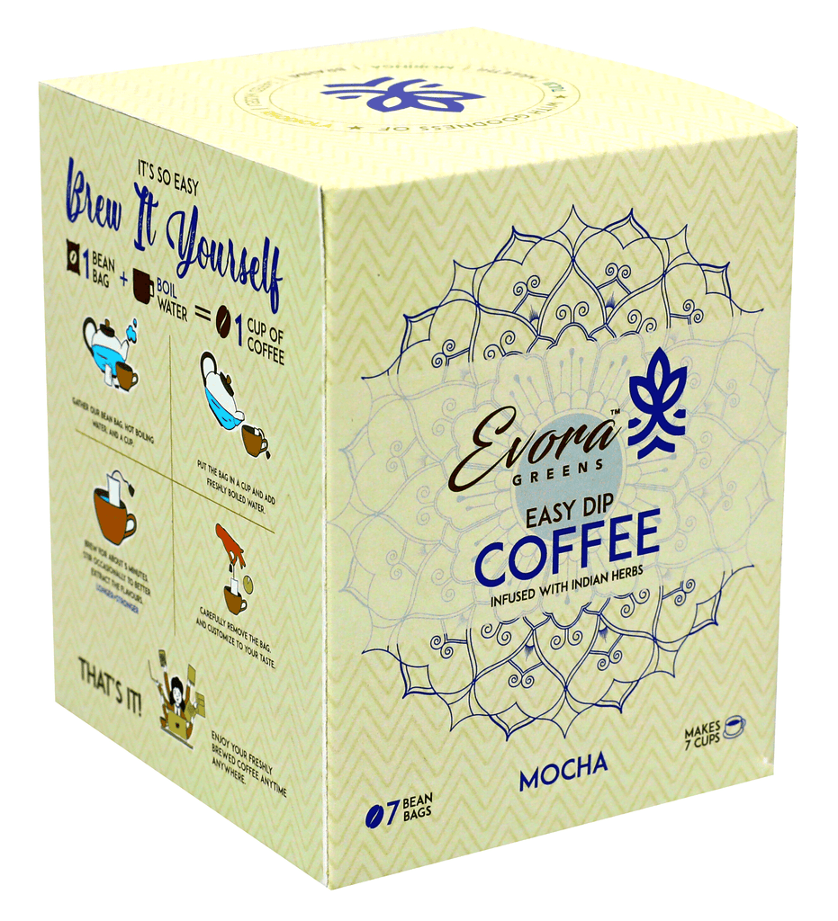 Evora Greens Mocha Easy Dip Coffee| 7 Bean Bags - DrinksDeli India