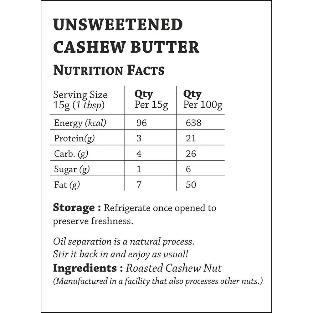 The Butternut Co. Unsweetened Cashew Butter| 200g Butternut Mou