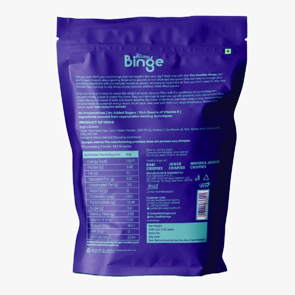 The Healthy Binge Jowar Crispies Sour Cream Wasabi | Pack of 6 The healthy binge