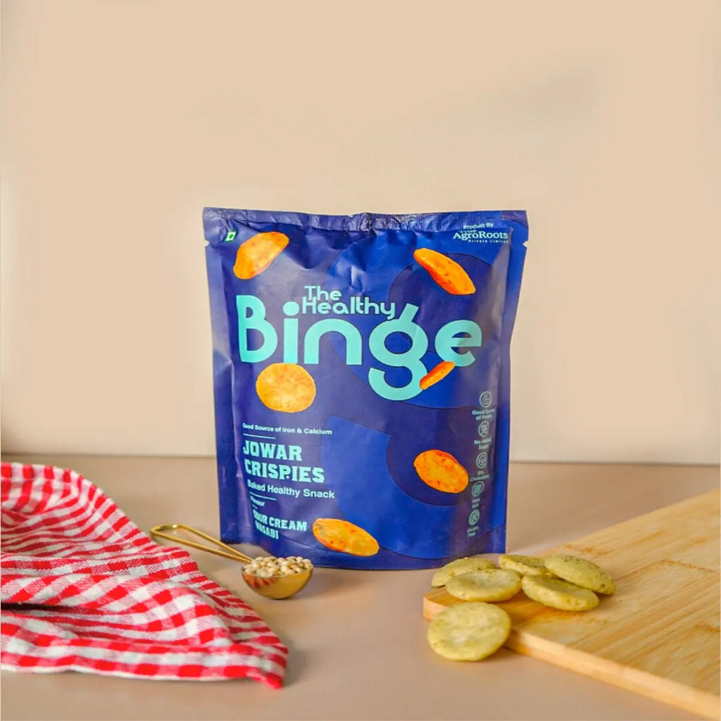 The Healthy Binge Jowar Crispies Sour Cream Wasabi | Pack of 6 The healthy binge