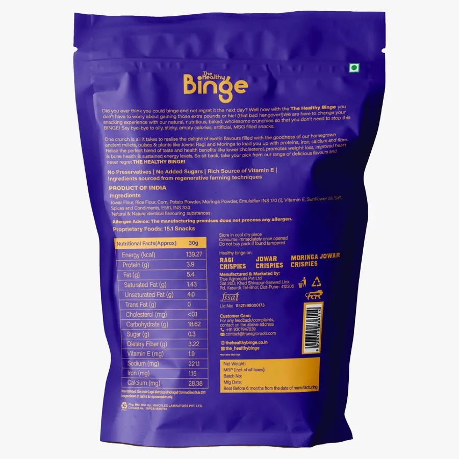 The Healthy Binge Moringa Crispies Indian Masala | Pack of 6 The healthy binge