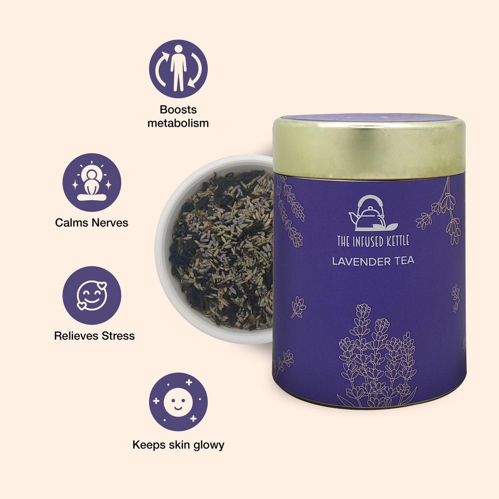 Infused Kettle Lavender Green Tea | 50gm - DrinksDeli India