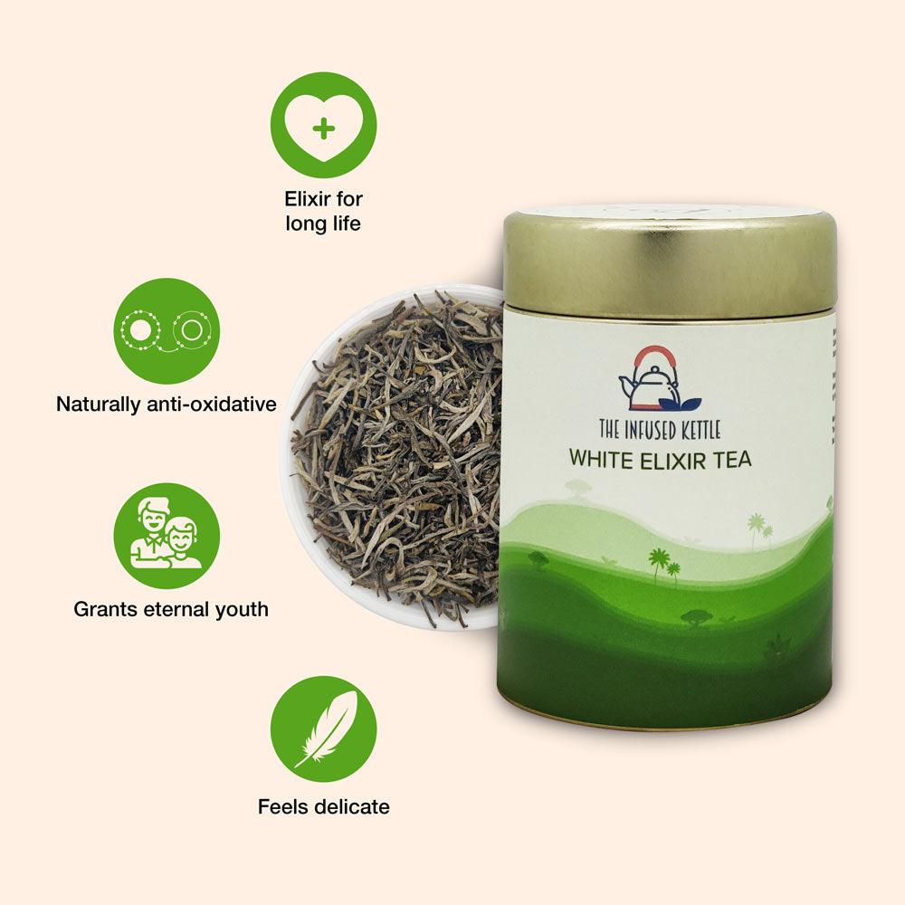 Infused Kettle Tea White Elixir Tea | 50gm - DrinksDeli India