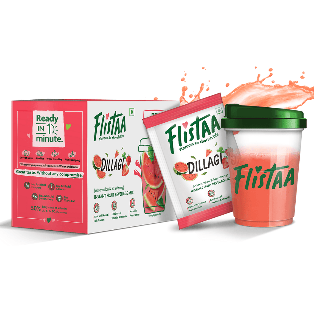 Flistaa Dillagi | Watermelon & Strawberry Instant Juice Mix| Box of 12 - DrinksDeli India