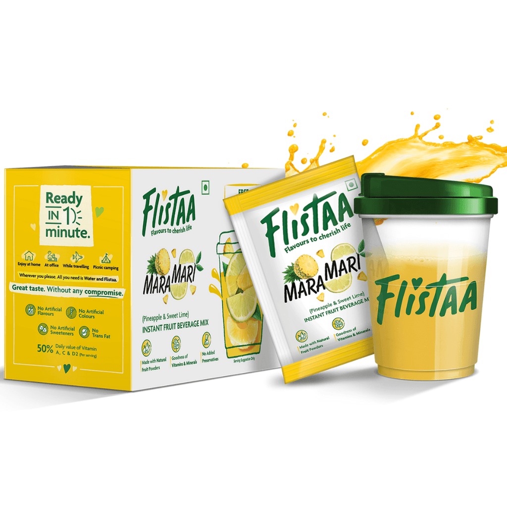 Flistaa Mara Mari | Pineapple & Mosambi Instant Juice Mix | Box of 12 - DrinksDeli India