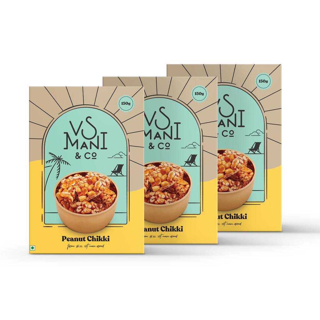 Vs Mani & Co. Peanut Jaggery Chikki | Pack of 3 Vs Mani & Co