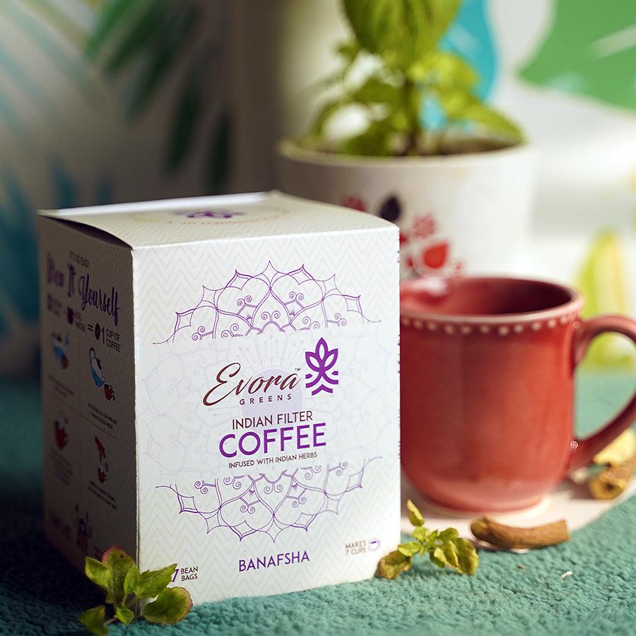 Evora Greens Banafsha Easy Dip Coffee | 7 Bean Bags - DrinksDeli India