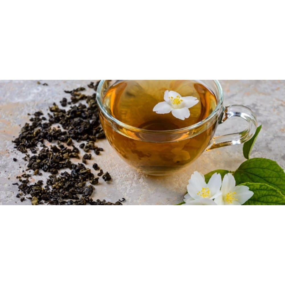 Radhikas Fine Teas Rope Style Tea box with Jasmine Flower Green Tea Blend with Infuser