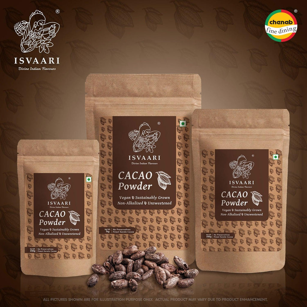 Isvaari Cacao Powder | Non Alkalised| 250g Chenab Impex