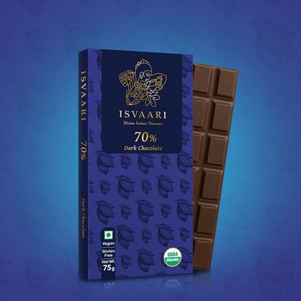 Isvaari Organic Dark Chocolate 70% | 75g Chenab Impex