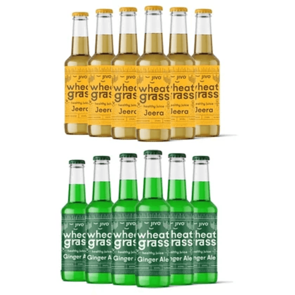JIVO Healthy Wheatgrass Juice Jeera & Ginger Ale Flavour | 275ml |  Select Pack Jivo Wellness