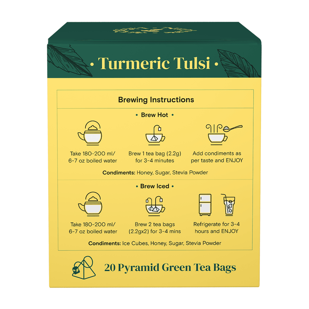 Nurture Lifestyle Turmeric Tulsi Green Tea | 20 Pyramid Tea Bags Nurture Lifestyle