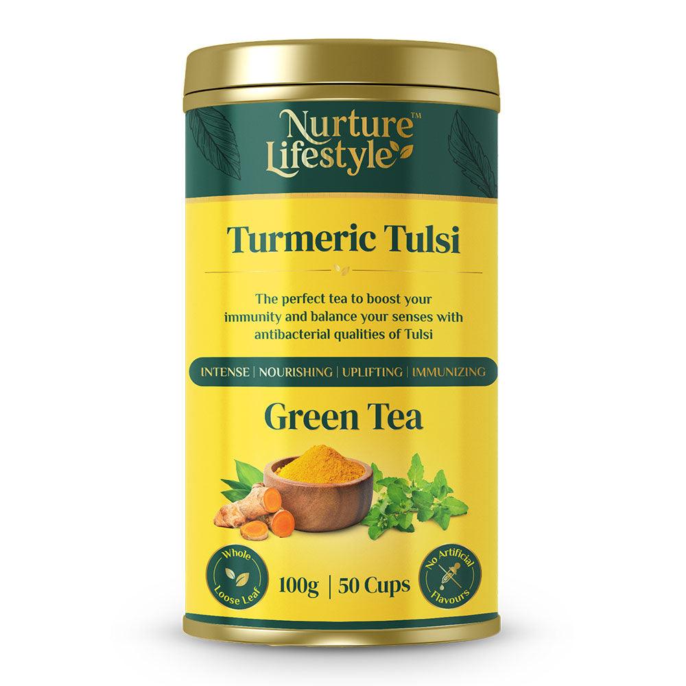 Nurture Lifestyle Turmeric Tulsi Loose Leaf Green Tea | 100g Nurture Lifestyle