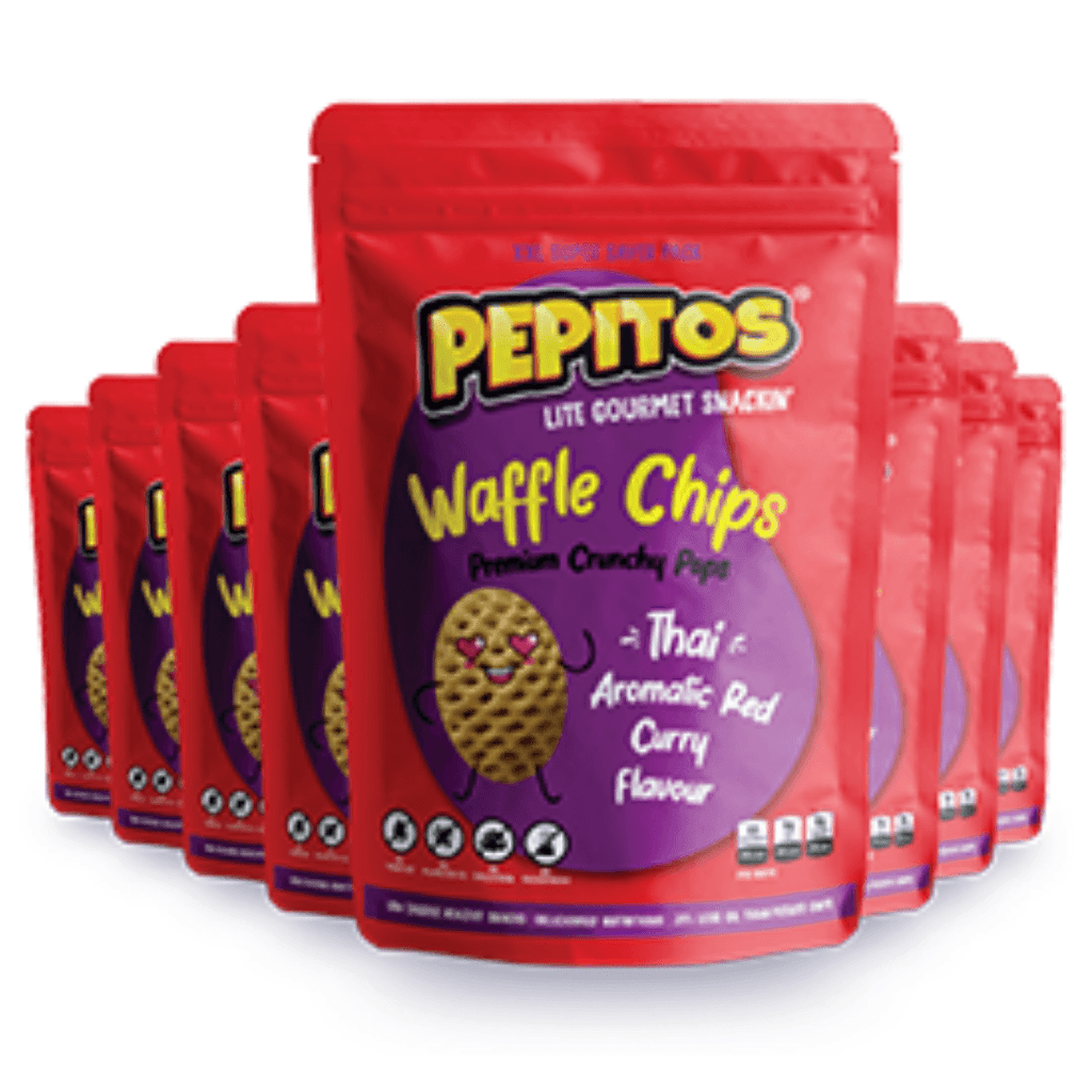 Pepitos Waffle Chips Thai Aromatic Red Curry Flavour | Pack of 8 pepitos