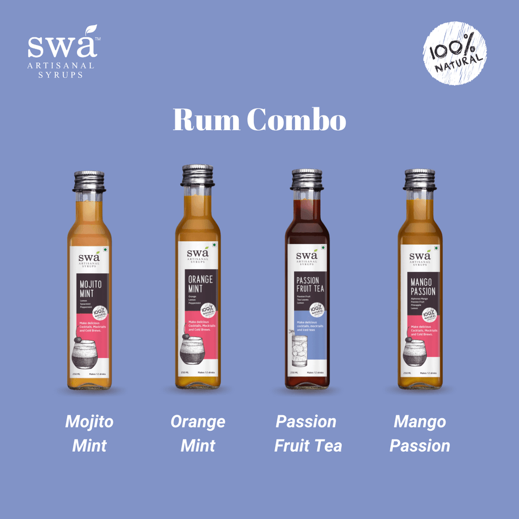 Swa Artisanal Syrups  Rum Cocktail Mixer Combo (Pack of 4) Swa
