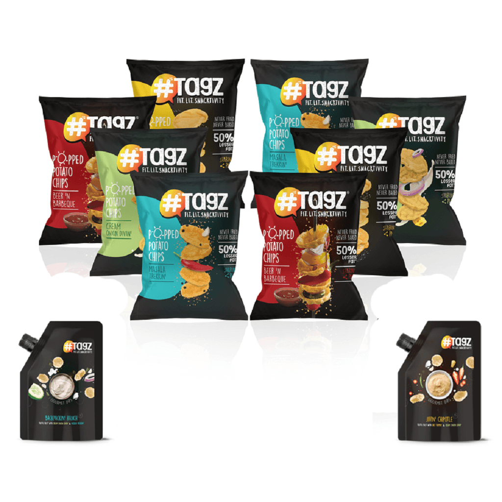 TagZ Assorted Chips + Ranch Dip & Chipotle Dip | Pack of 10 Tagz